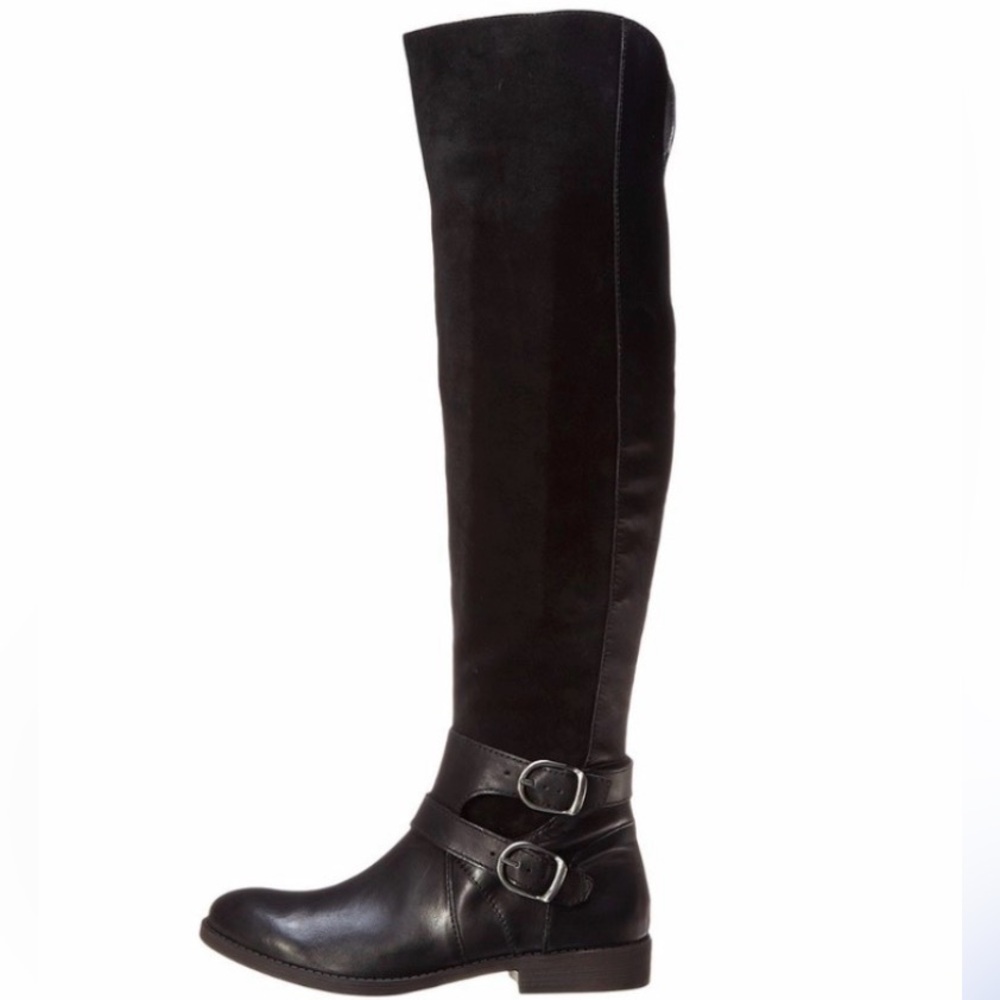 Lucky Brand Zosha Black Over-the-Knee Buckle Riding Boots
